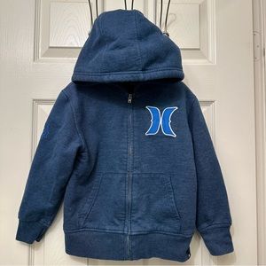 Hurley Boys Blue Sherpa Lined Full Zip Hoodie Sweatshirt Size 4/5